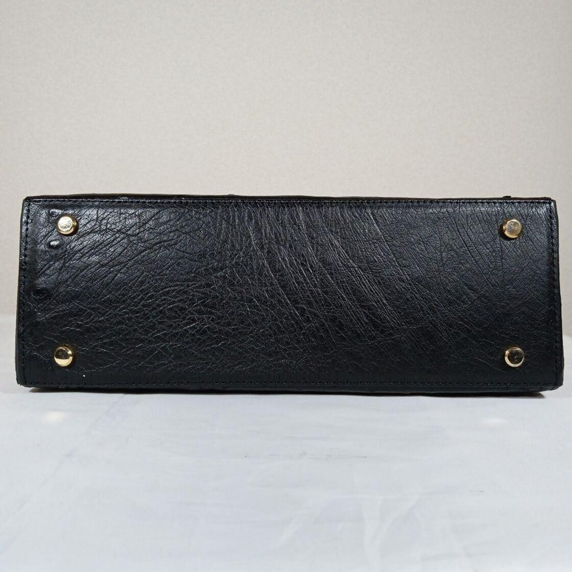 あ超美品 JRA ハンドバッグ 最高級本革オーストリッチ ゴールド 