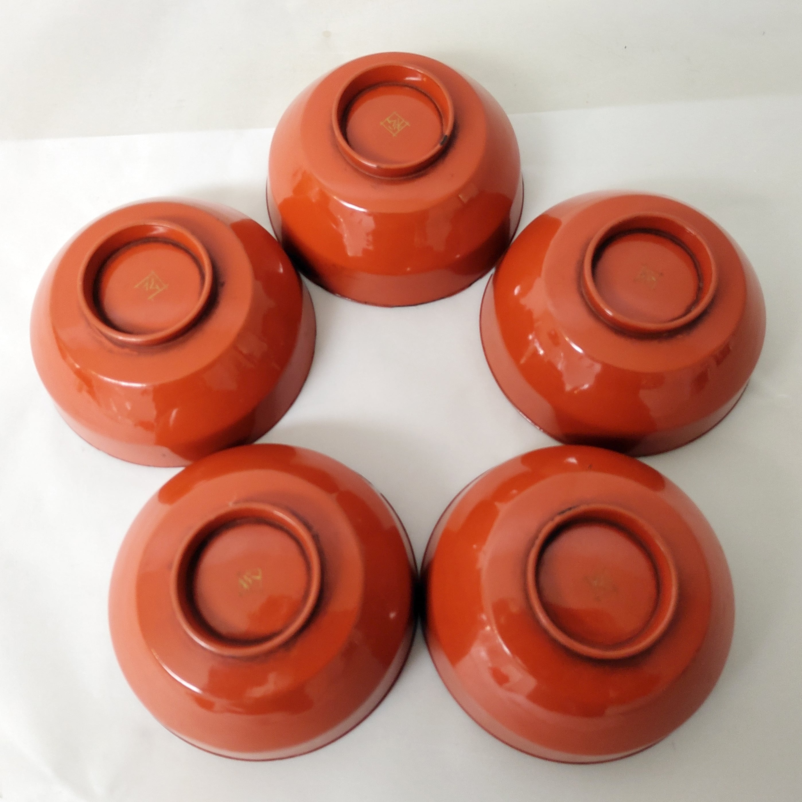 骨董・蓋付汁椀・5客セット・漆器・螺鈿・和食器・No.230405-20・梱包