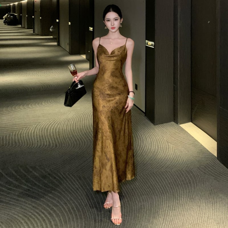 ロングドレス キャバドレス セクシー 上品 サテン バイアスカット ゴールド パーティー JC2-AQR3266