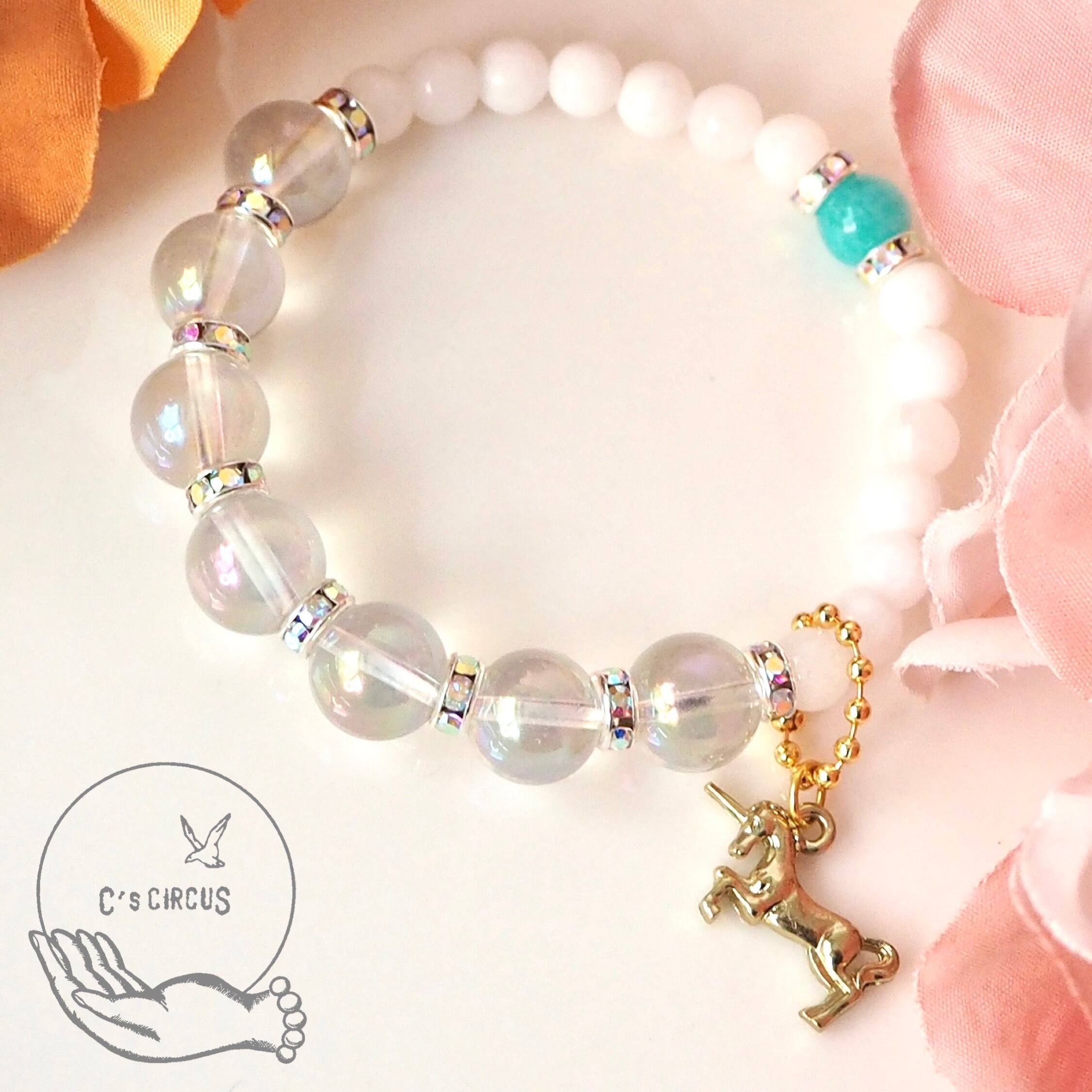 【アマゾナイト＆ローズクォーツ】内径約16cm 浄化済み No,300 アマゾナイト＆ローズクォーツ】内径約16cm 浄化済み No,300