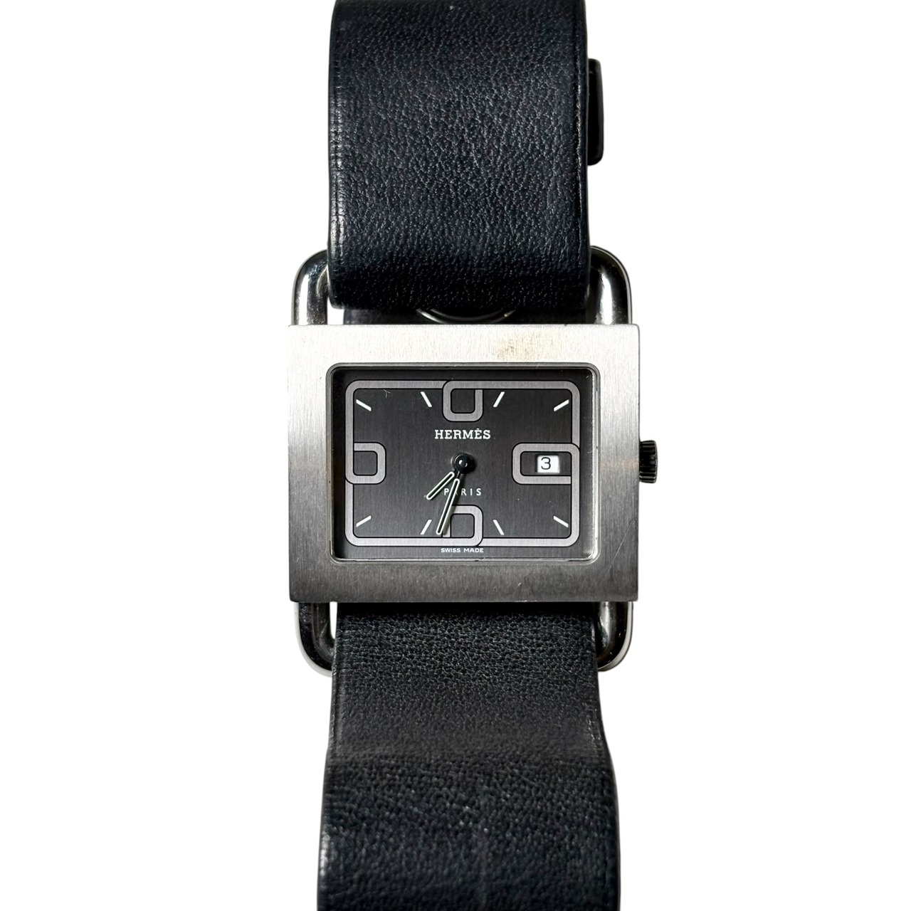 HERMES rectangle quartz watch “Barenia”