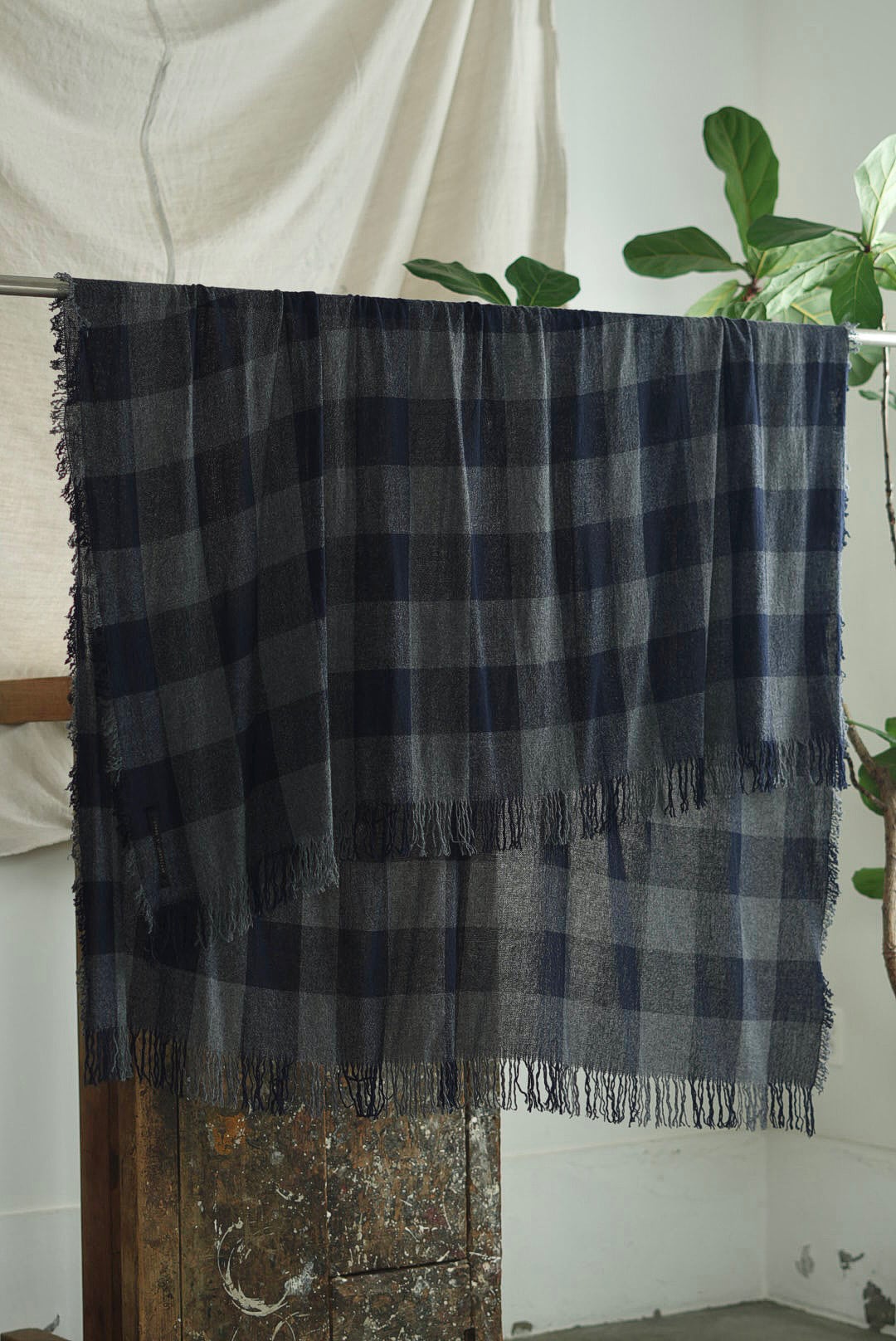 FORME D'EXPRESSION - DAMIER SCARF / ANTHRACITE & DARK NIGHT