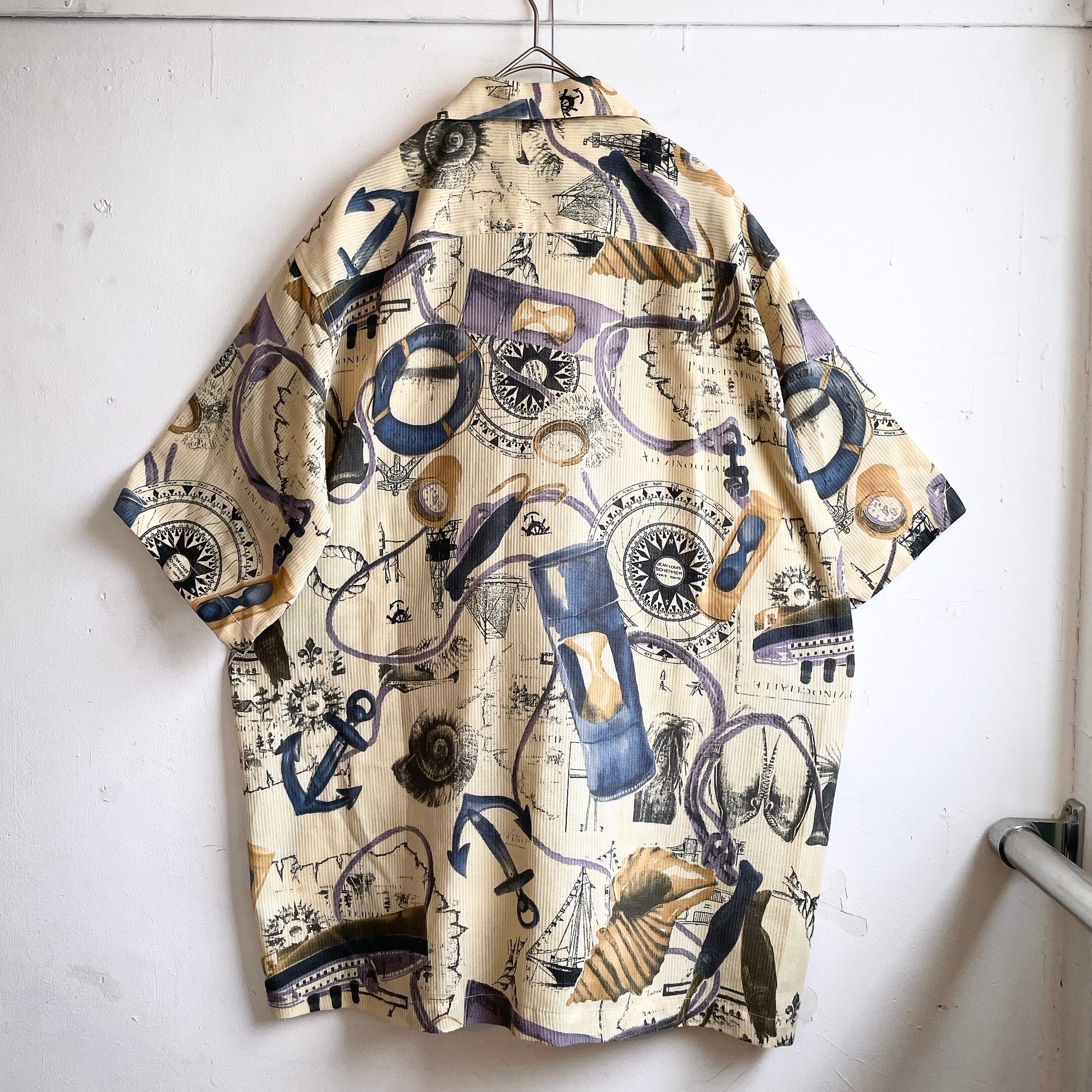1990s Tropical Summer graphic printed vintage SS open collar shirt