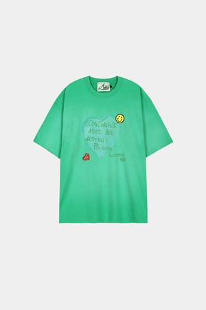 [ANDERSSON BELL] (ESSENTIAL) UNISEX SPRAY WASHED HEART MESSAGE T-SHIRT atb1432u(GREEN) 正規品 韓国ブランド 韓国通販 韓国代行 韓国ファッション ANDERSSONBELL アンダーソンベル 日本 店舗