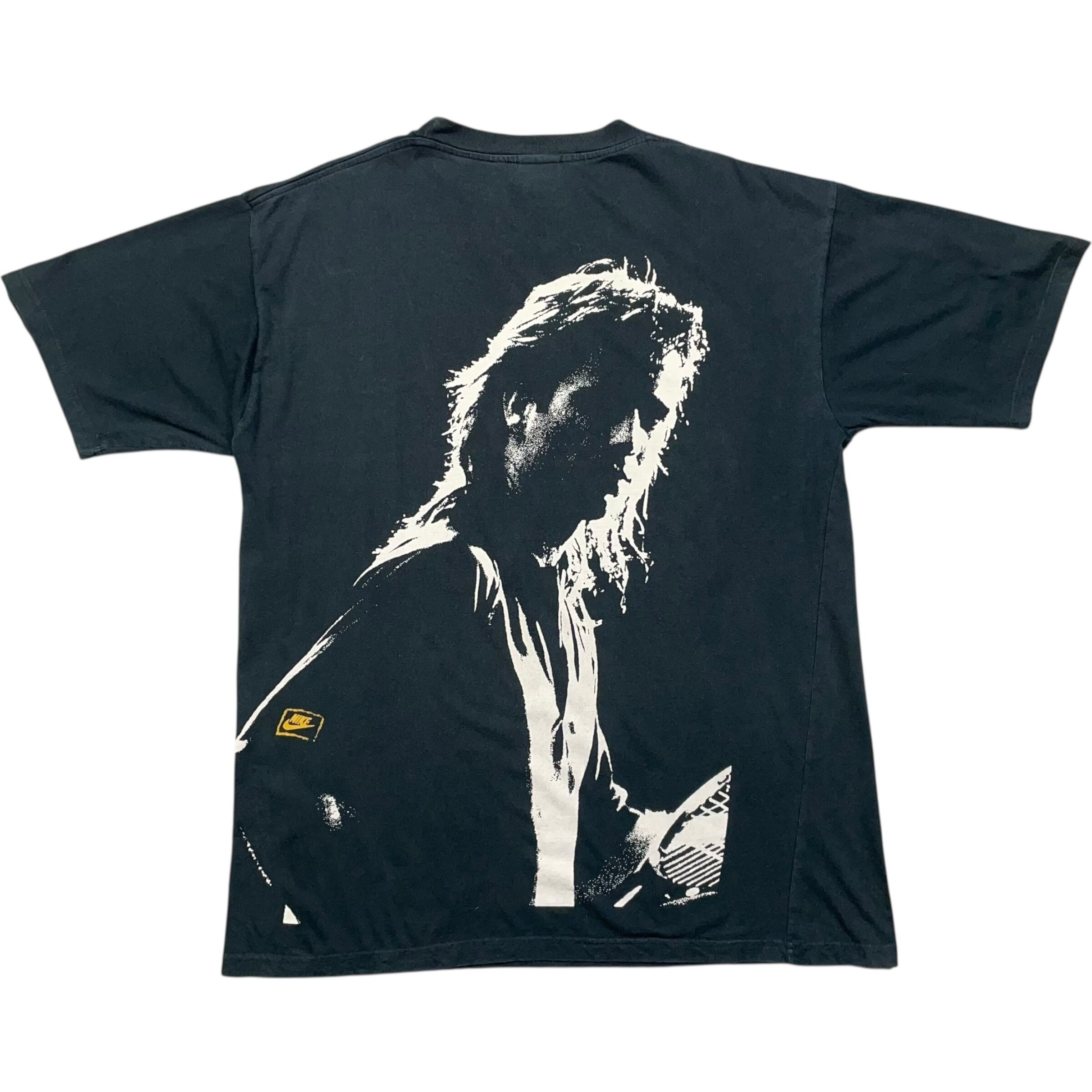 《M》 NIKE ナイキ Tシャツ アンドレ・アガシ テニスプレイヤー プリント ブラック 90年代 vintage no.7873