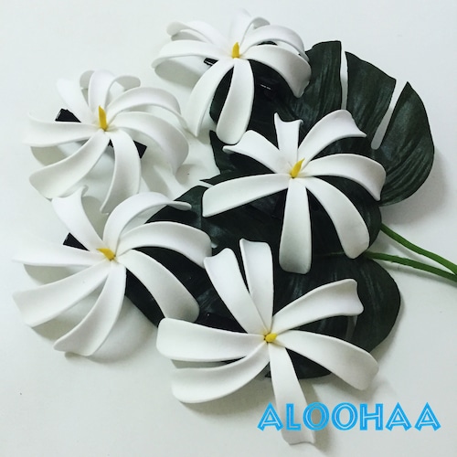 ティアレ M　ヘアクリップ5個セット　ウレタン造花ハワイアン、フラ、タヒチアン、衣装  #10-006-CT