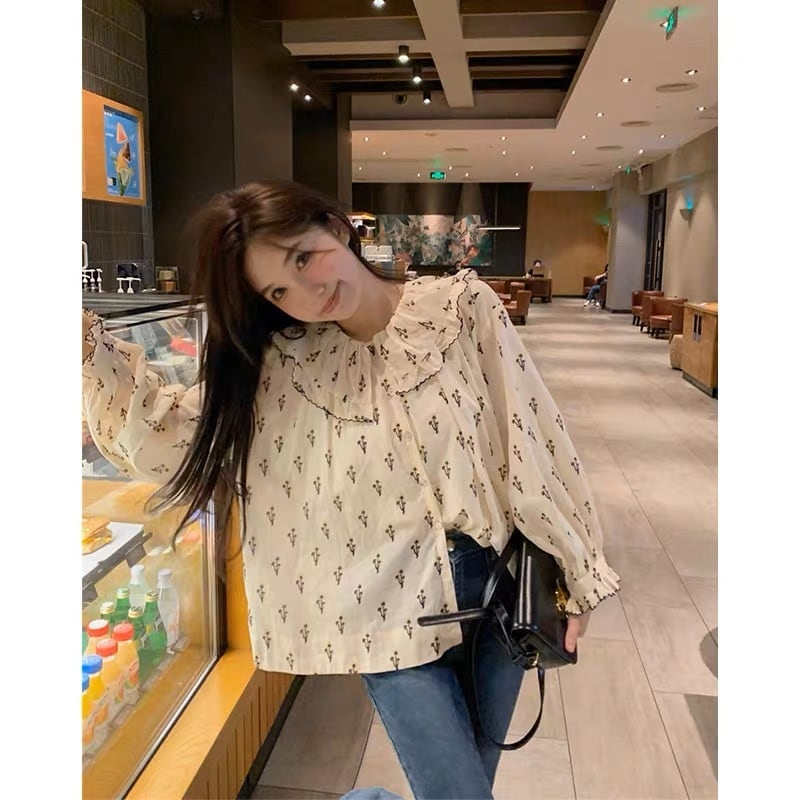 花柄襟付きブラウス G105CSH0001