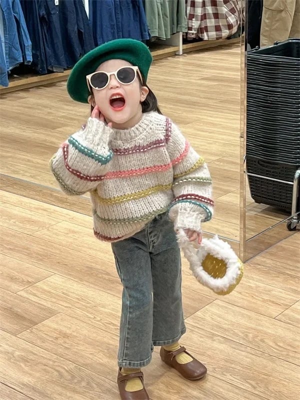 100~110cm カラフルボーダーニット