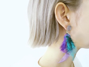 フェザーピアス 2ウェイ vintage btn earrings 2way <PE1/5-0420>