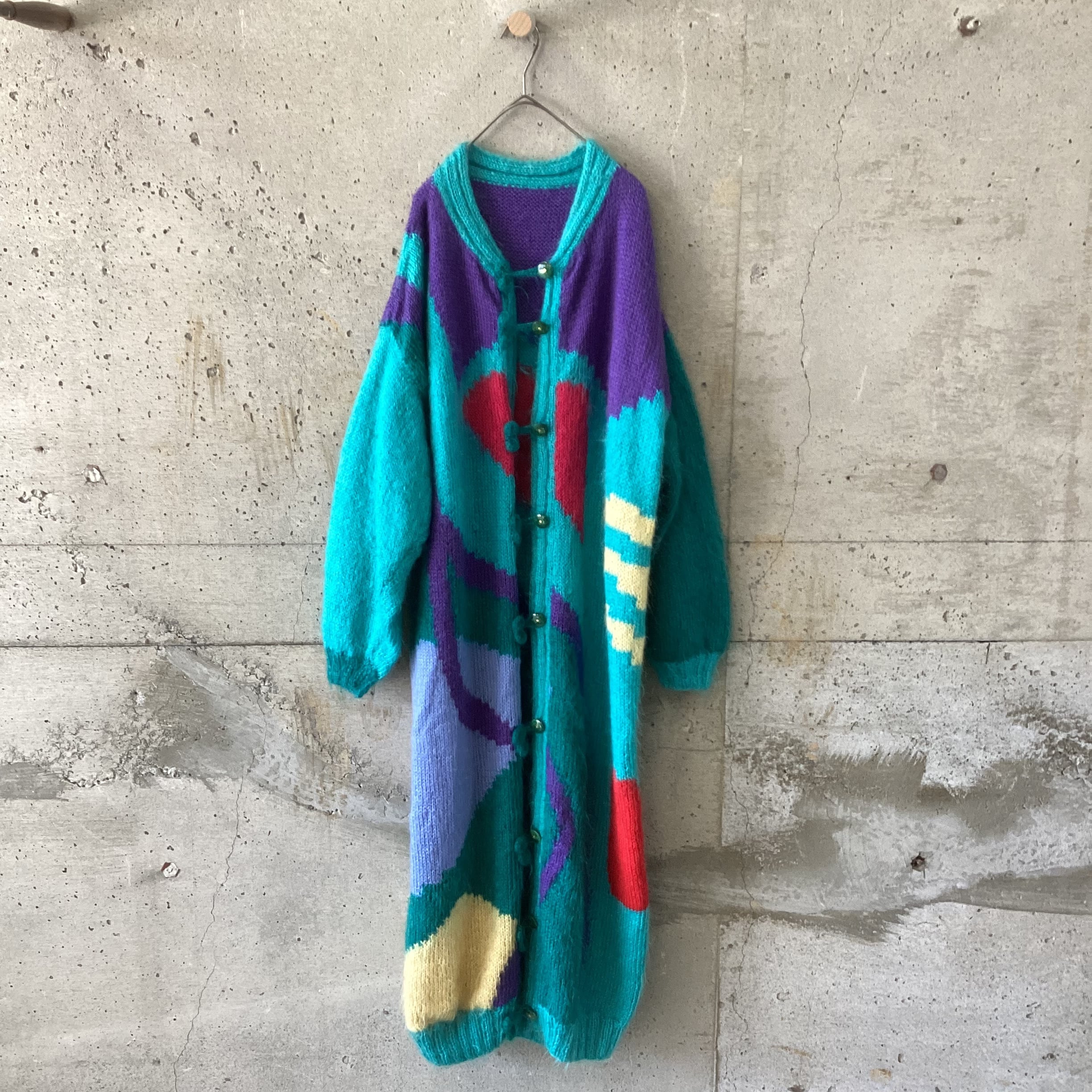 Colorful mohair long cardigan