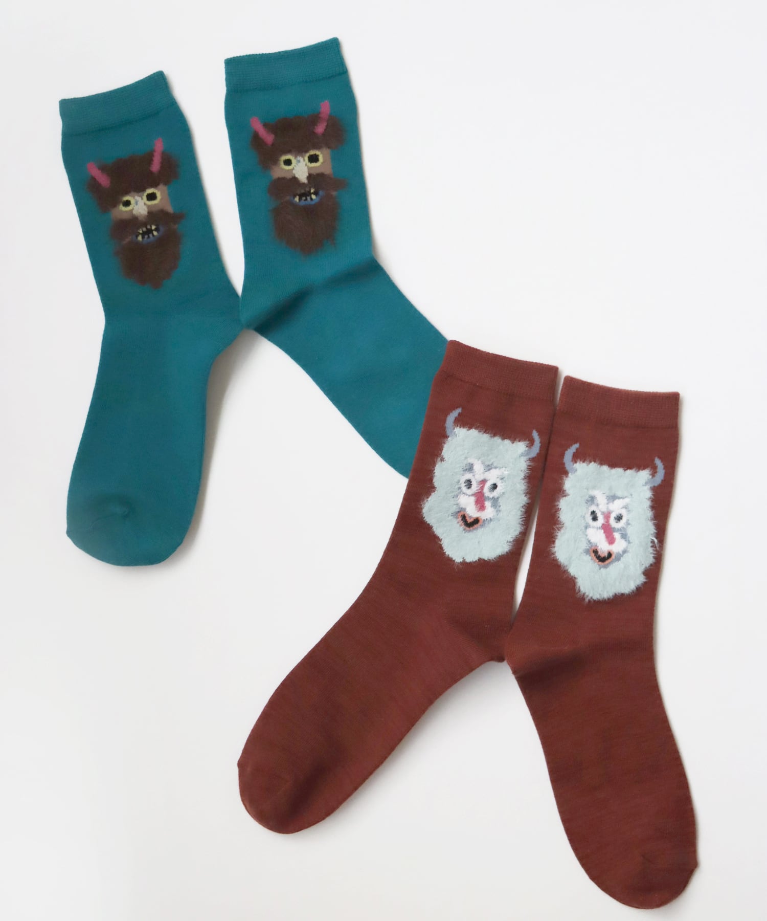 【kivisdou】ふさふさ仮面 クルーソックス 2足set