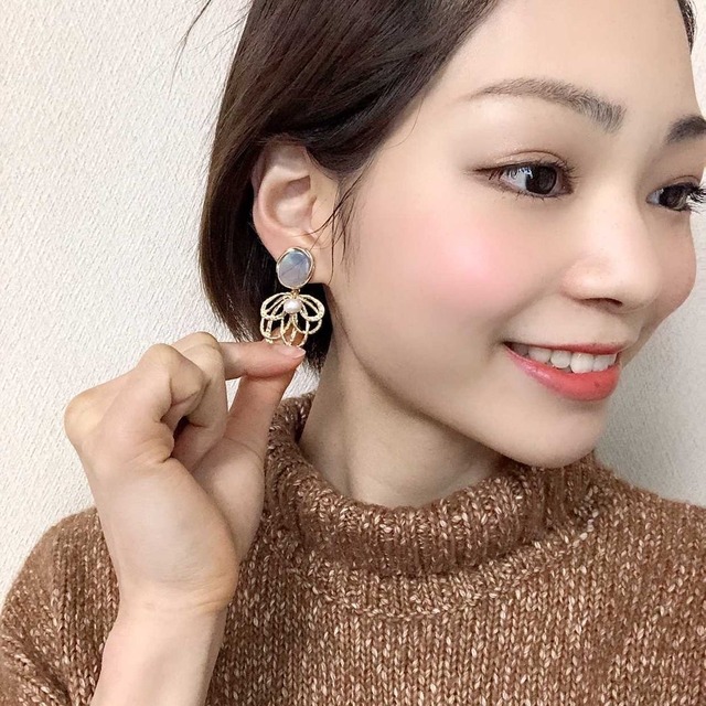 ◇D-5 変形マーブルイヤリング