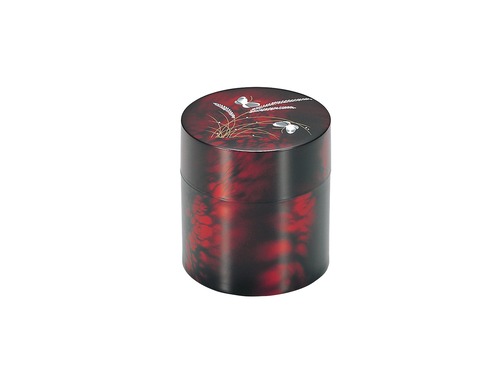 36-4203 茶筒 べっ甲 武蔵野 Luxury Tea Canister Vermilion Hibiscus