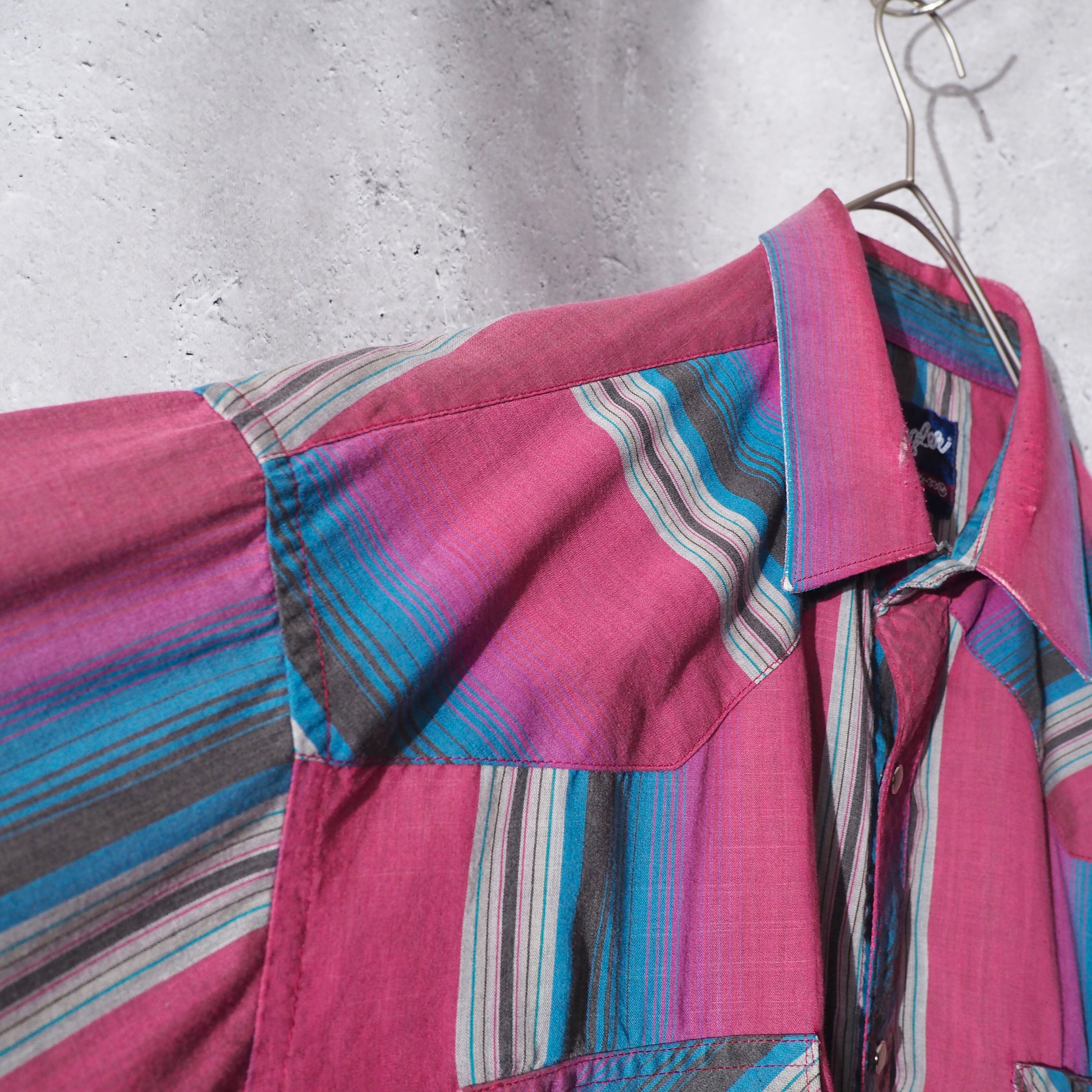 ” Old Wrangler ” Beautiful Bewitching Stripe Pattern Vintage Loose Western Shirt