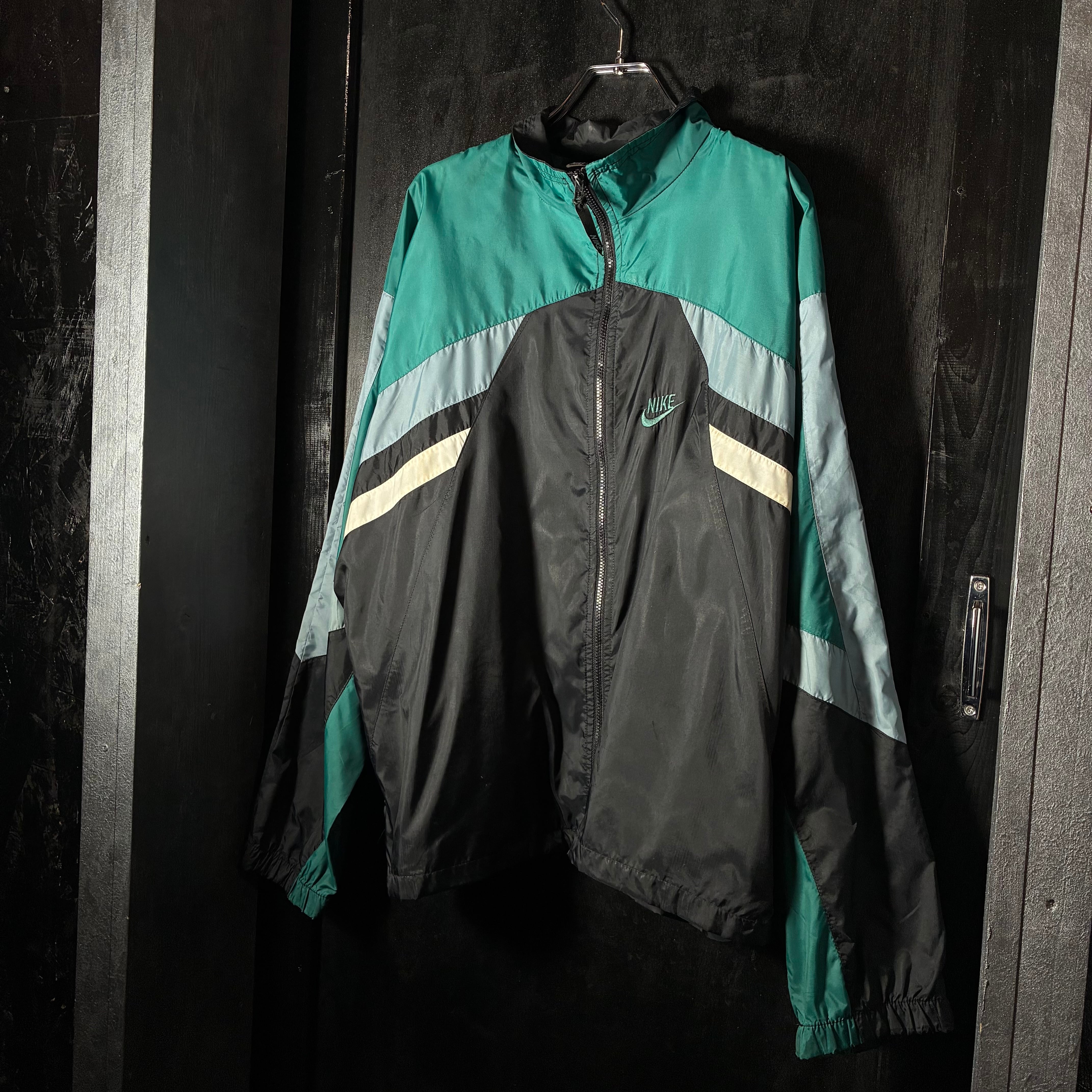 90s NIKE ナイロンジャケット グリーン×ブラック切替 ナイキ | 古着屋