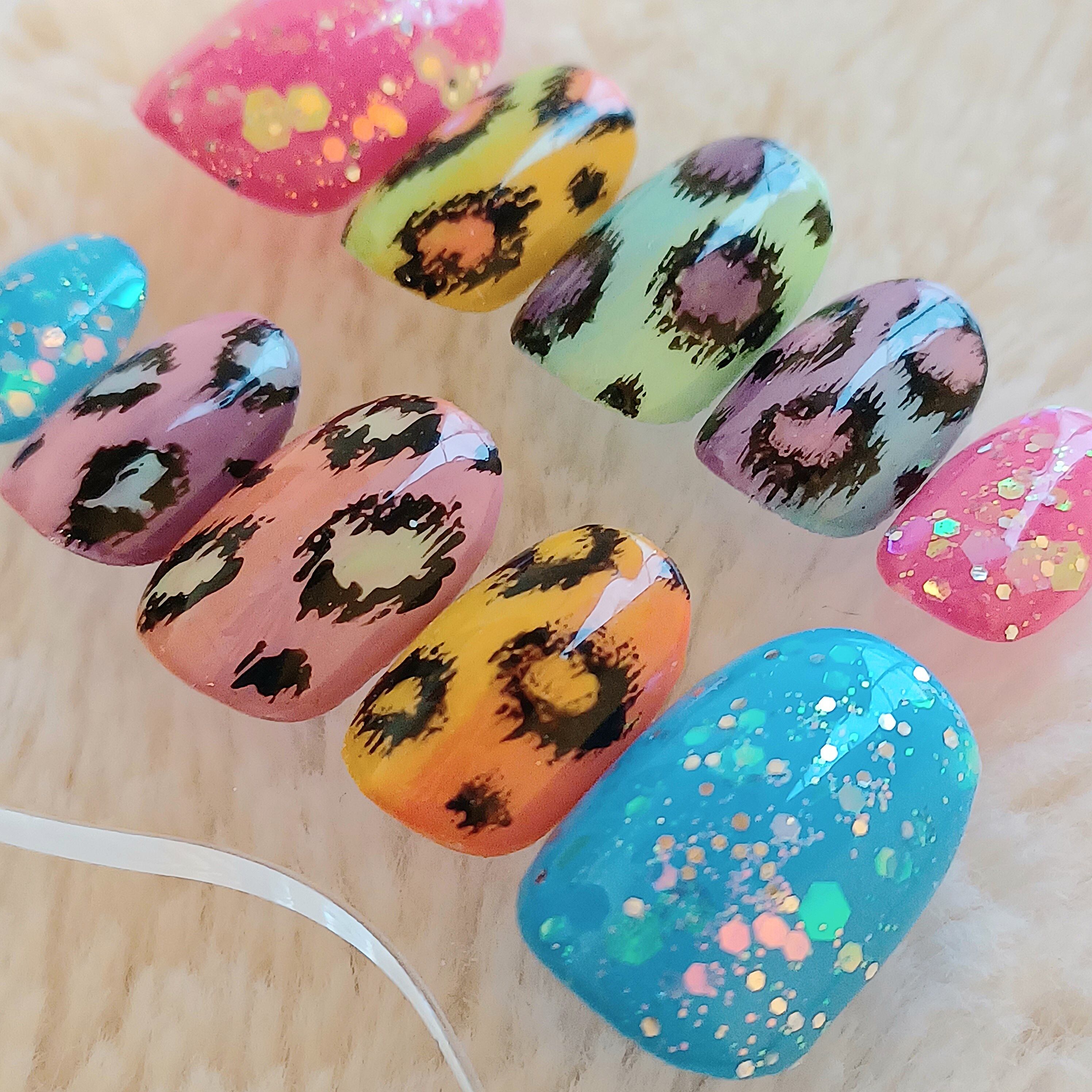 受注製作】 派手派手レオパード ネイルチップ No.146