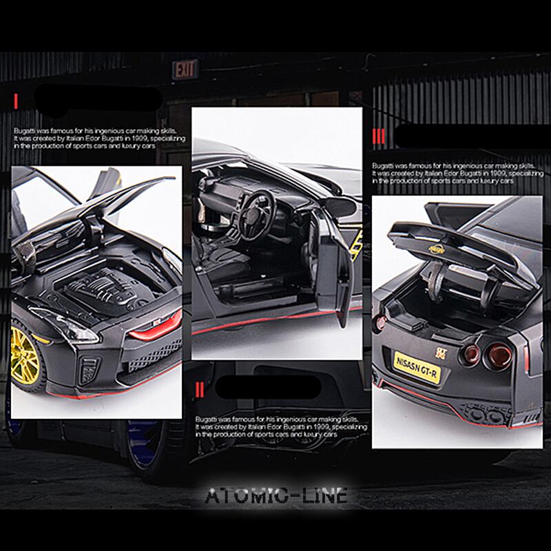 ミニカー 廃車 ジオラマ 日産 gtr GTR R35 NISSAN 日産 GTR R35 CSR2 1/32 ミニカー 全4色 ライト点灯
