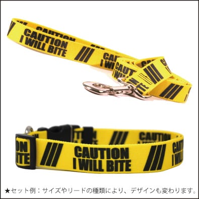 2 インチ CAUTION IWB　首輪＋リードセット Mサイズ - Yellow Dog Design
