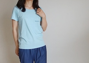 ストレートタイプ　レディース ミニロゴTシャツ　ライトブルー