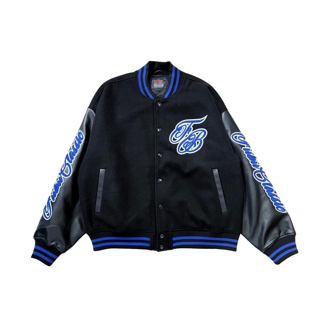 BREATH -Arch Logo Hooded Varsity Jacket- Black / Black | Highflyer