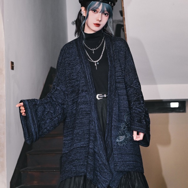 中華ゴシック チャイナ風 秋冬 カーディガン 刺繍 羽織り レトロ 古怪舎