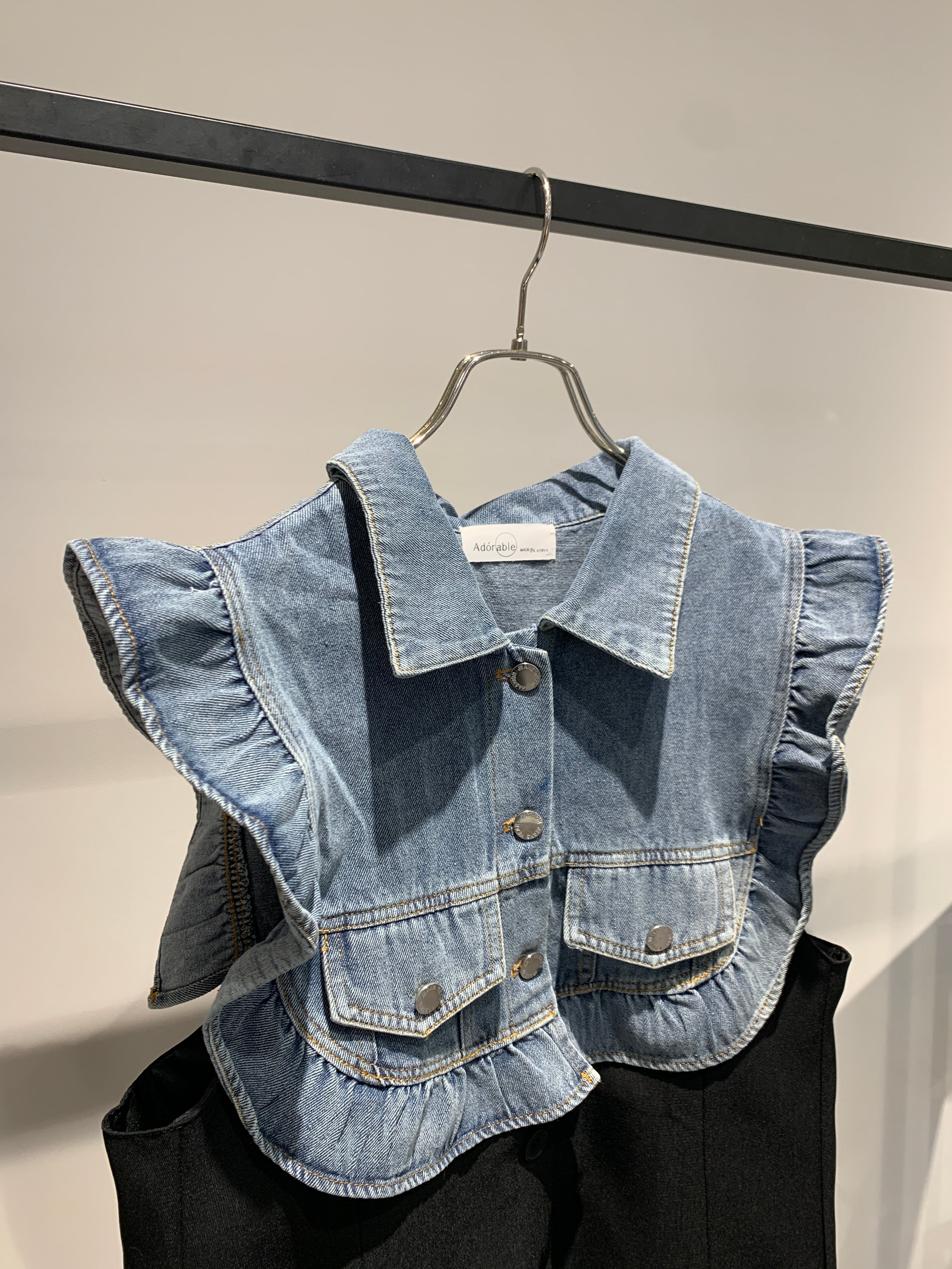 frill denim docking tailor vest