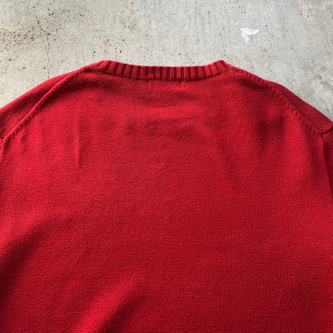 【美品】XLサイズ ローレンラルフローレン 赤ニット ドッキング シャツ