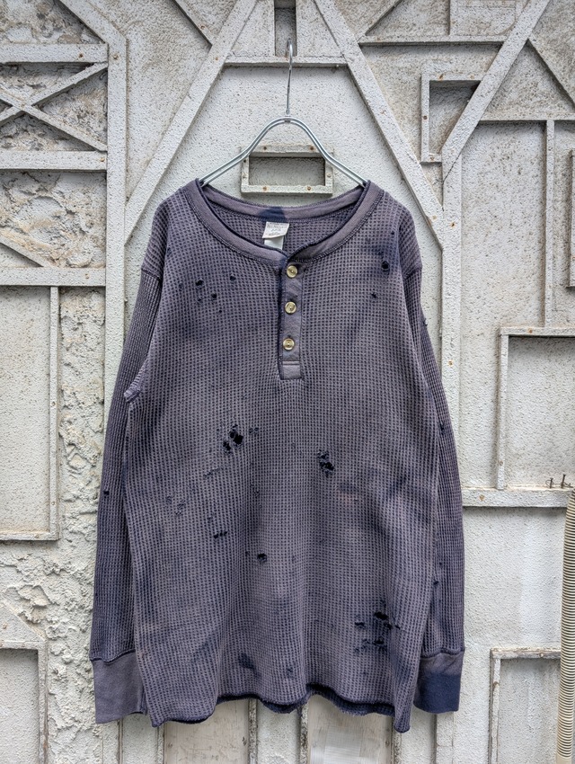 "GRUNGE" fade & damage henry neck thermal