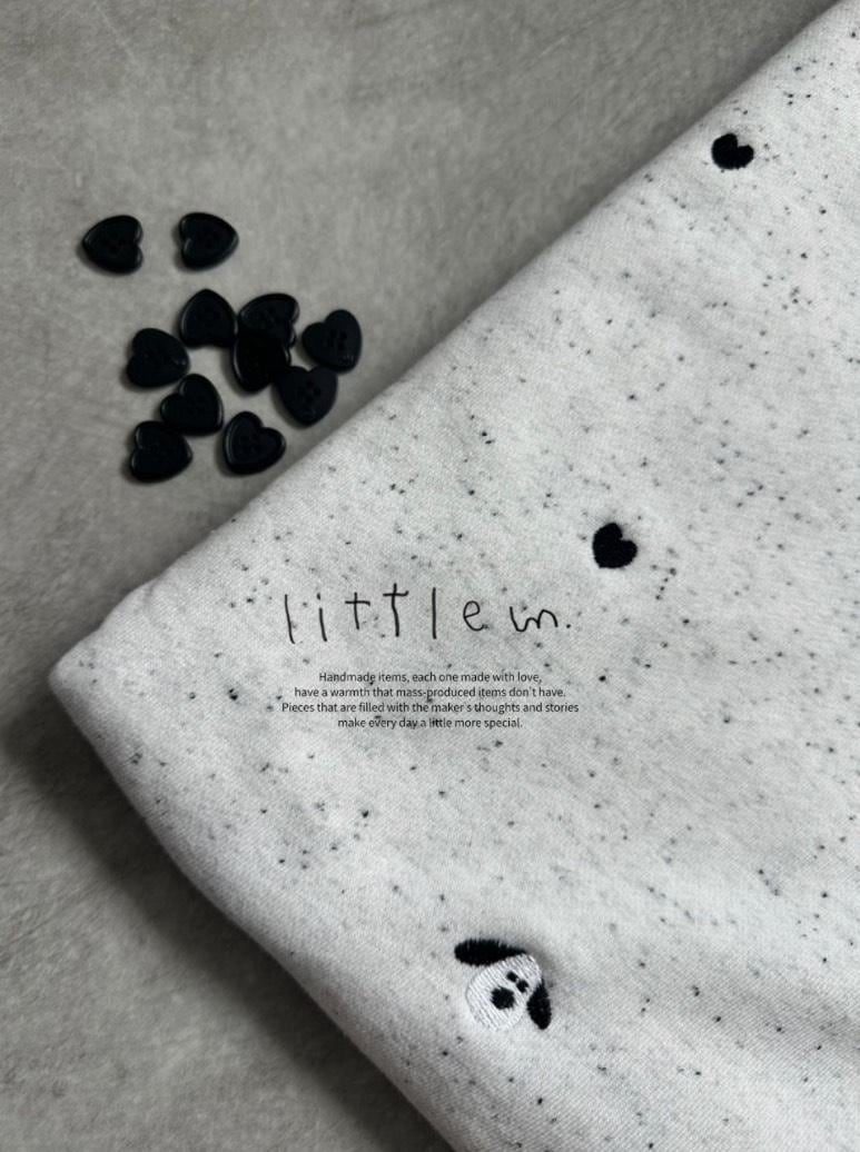 【予約】【little m様考案】黒つぶミニ裏毛/ホワイト/monotone heart tubu wanko④