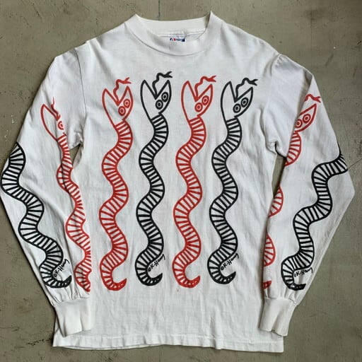 80's Keith Haring キースヘリング アートTシャツ ロンTee SNAKE 