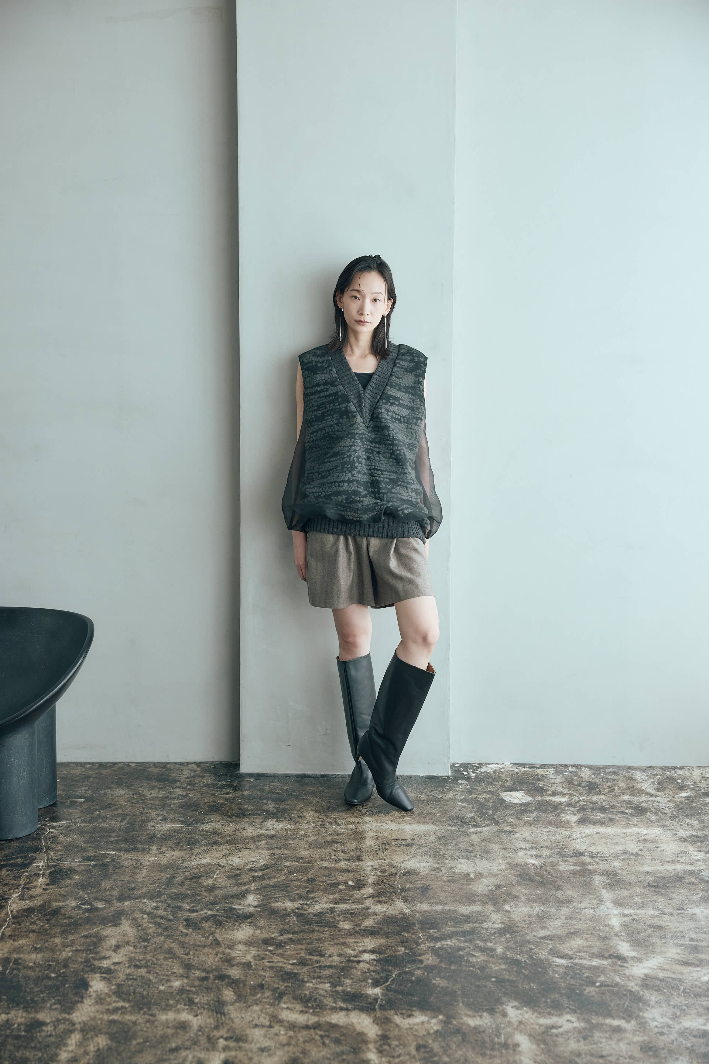 【BRODO di PESCE】オーガンジードッキングニットベスト