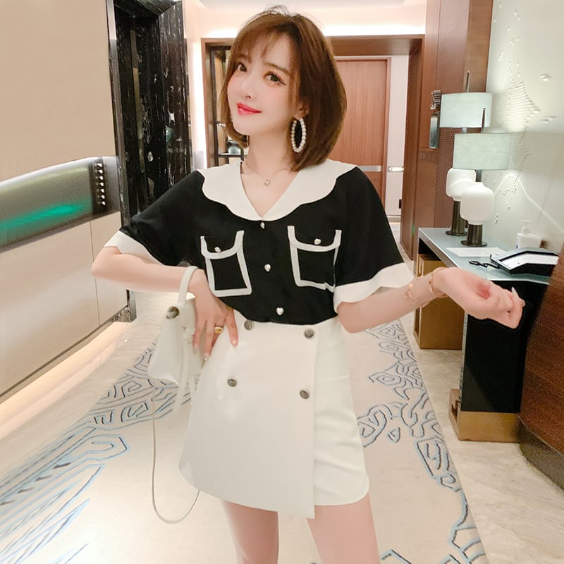 カラーポケットカーディガンダブルブレストスカート オータム 秋物 MIUCO2875431673