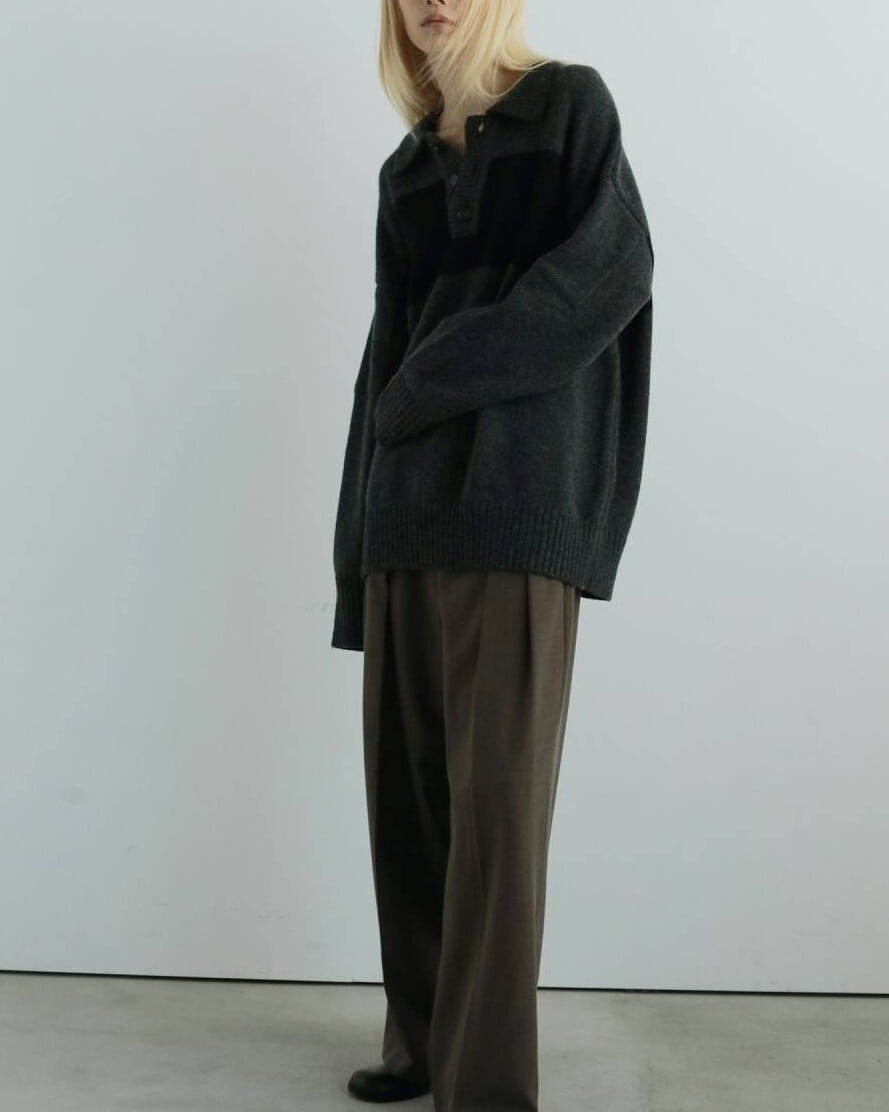 anuke(アンヌーク) Wool Polo Knit | サウスオレンジ｜メンズ