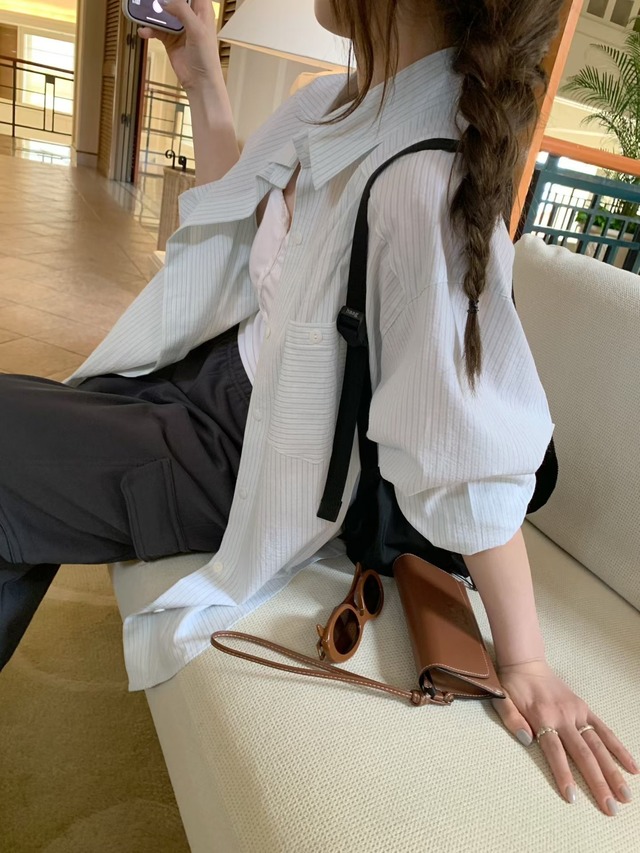(即納) mellounge  / Code stripe shirts