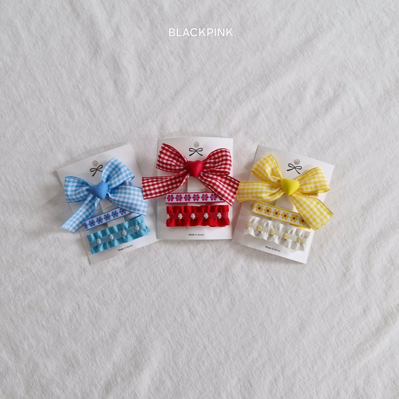 [BLACKPINK] Accessory) Heart Check Frill 3-Piece Set-up / [블랙핑크] 악세)하트체크프릴3종세트