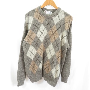 スコットランド製 SHETLAND ISLANDS アーガイル柄 ニット セーター size2L/1002
