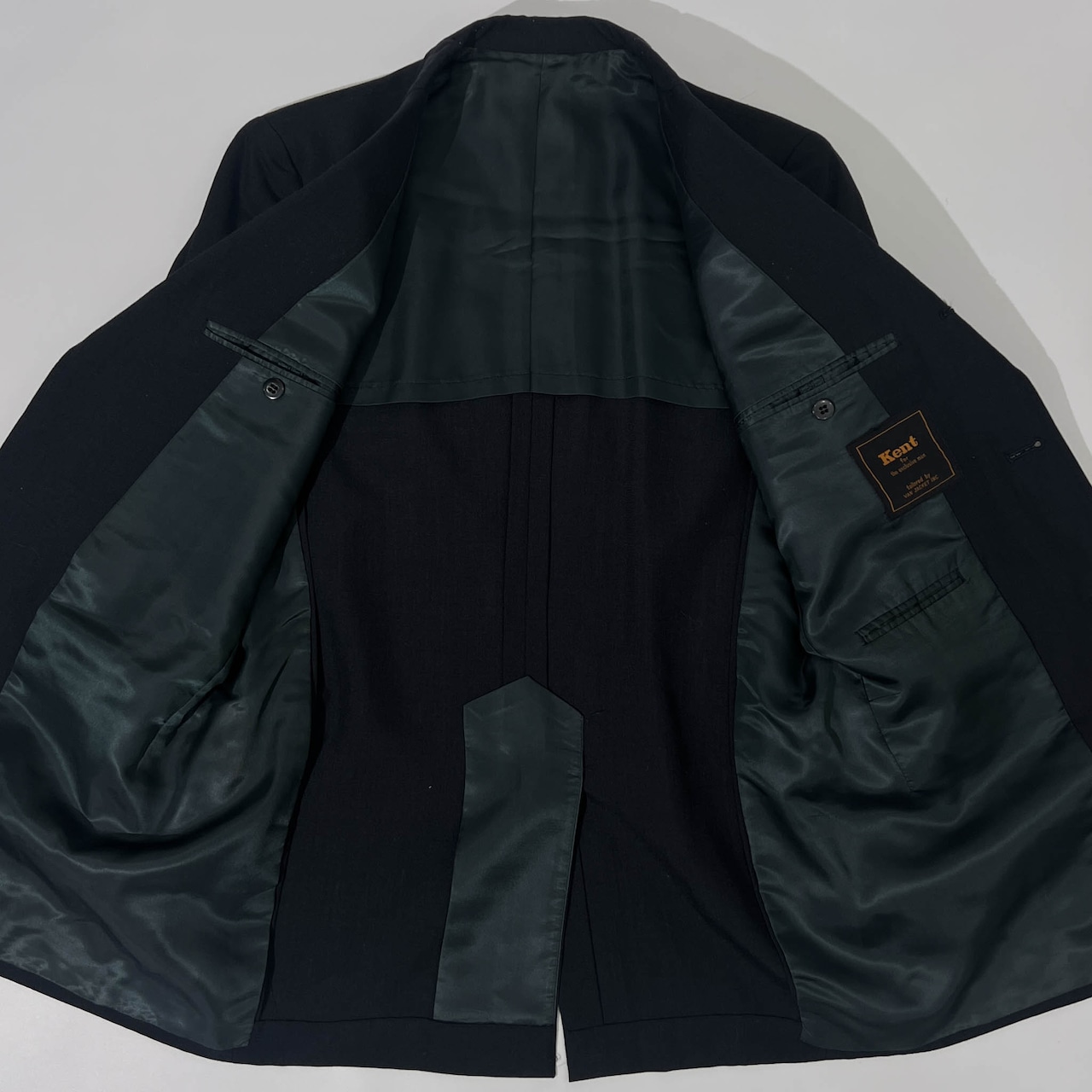 70s 80s Kent ケント 段返3B テーラードジャケット 165-84-73/ブラック/メンズ/背抜き/VAN JAC ビンテージ