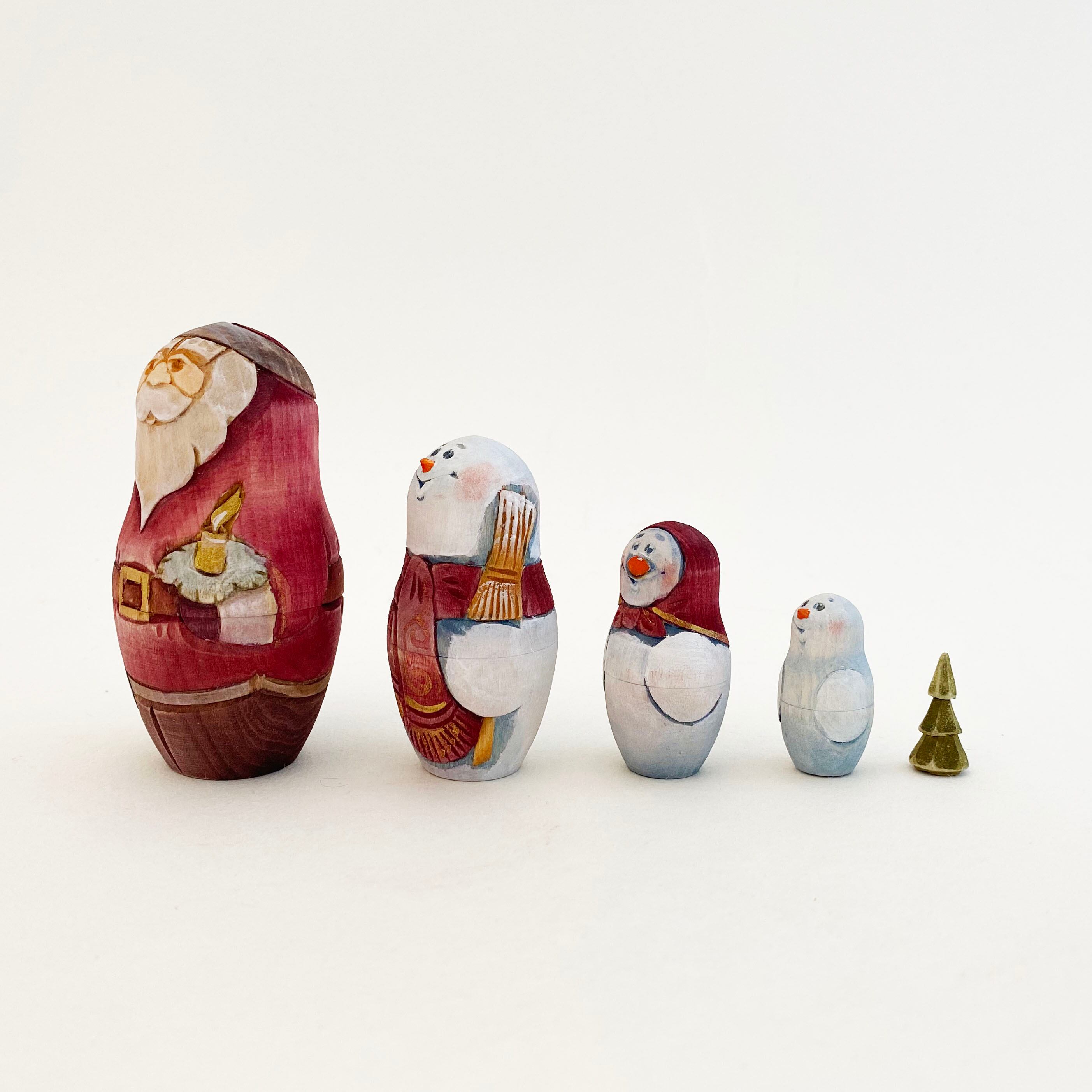 サンタ木彫マトリョーシカ(コブロフ工房/10個組)