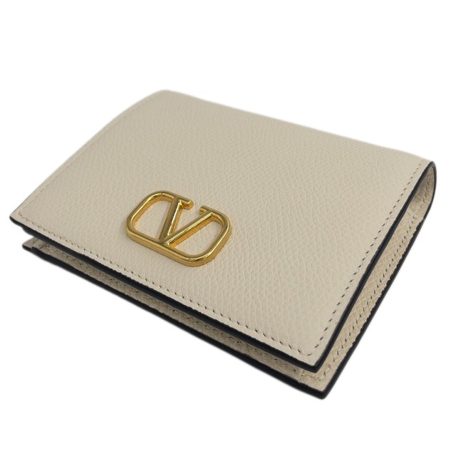 ヴァレンティノ VALENTINO 5W2P0R39 SNP I16 Vロゴ シグネチャー スモール ウォレット 二つ折り財布 ミニ財布 ライトアイボリー レディース VLOGO SIGNATURE FLAP FRENCH WALLET