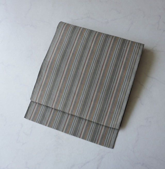 【夏なごや帯】ニュアンスカラー　縞織文　紗　なごや帯