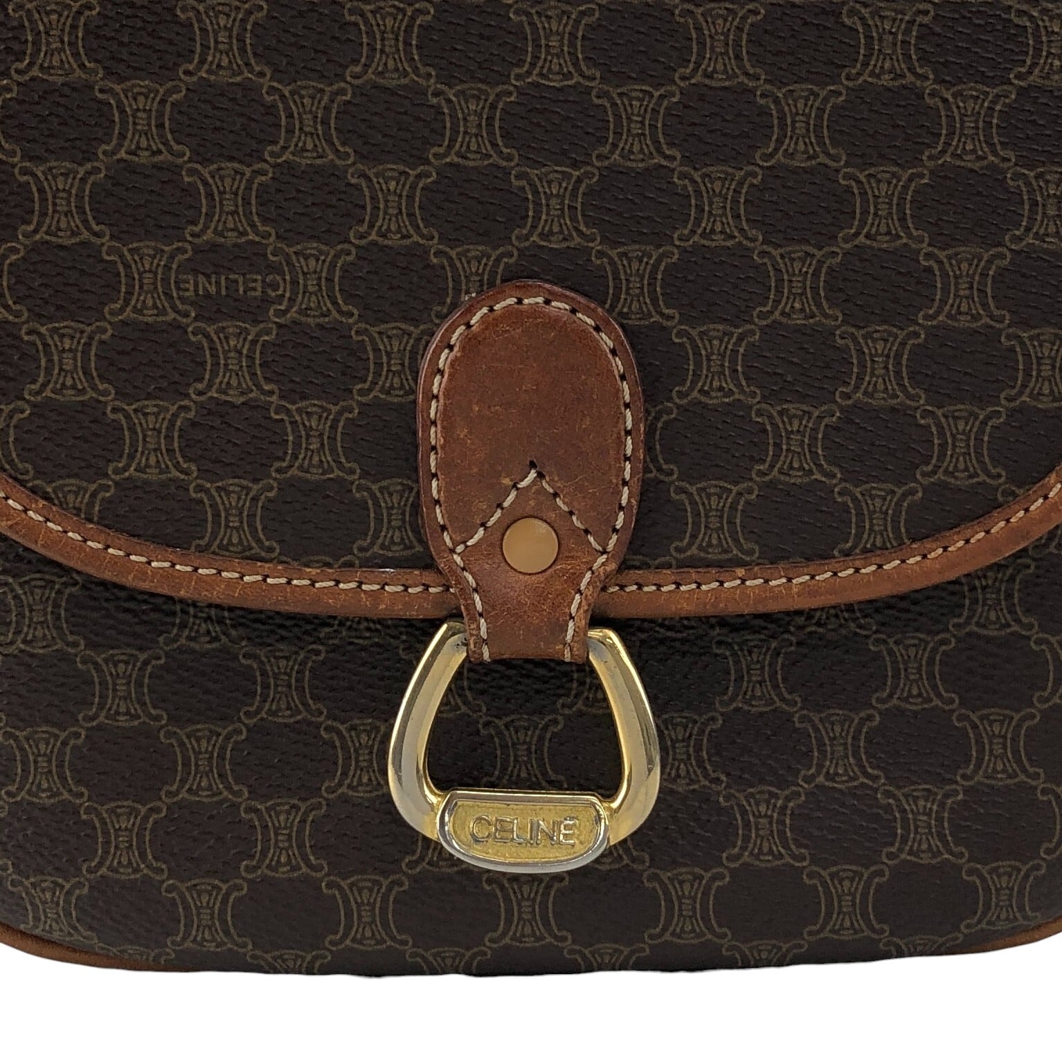 CELINE セリーヌ マカダム ショルダーバッグ ブラウン ホースビット