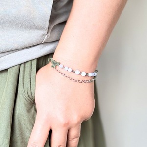 つけっぱなし ブレスレット アンクレット ミサンガ 水に強い 金属アレルギー対応 ステンレス チェーン 天然石 紐 シルバー ゴールド 切れにくい 足首 ブルーレースアゲート