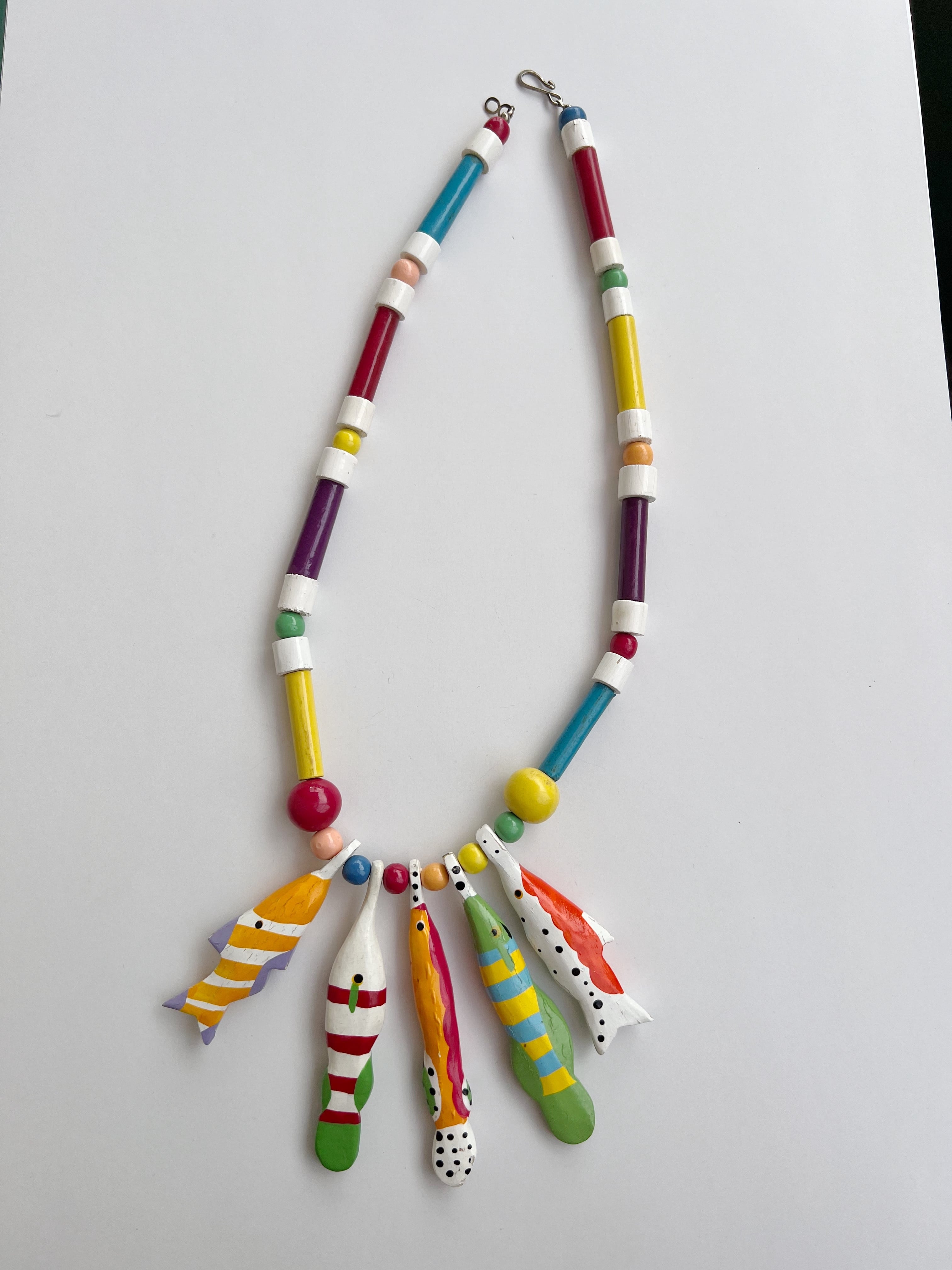 アクセサリー VINTAGE NECKLACE 70s 80s 70s-80s multicolor fish handpaint wood Necklace ( ヴィンテージ