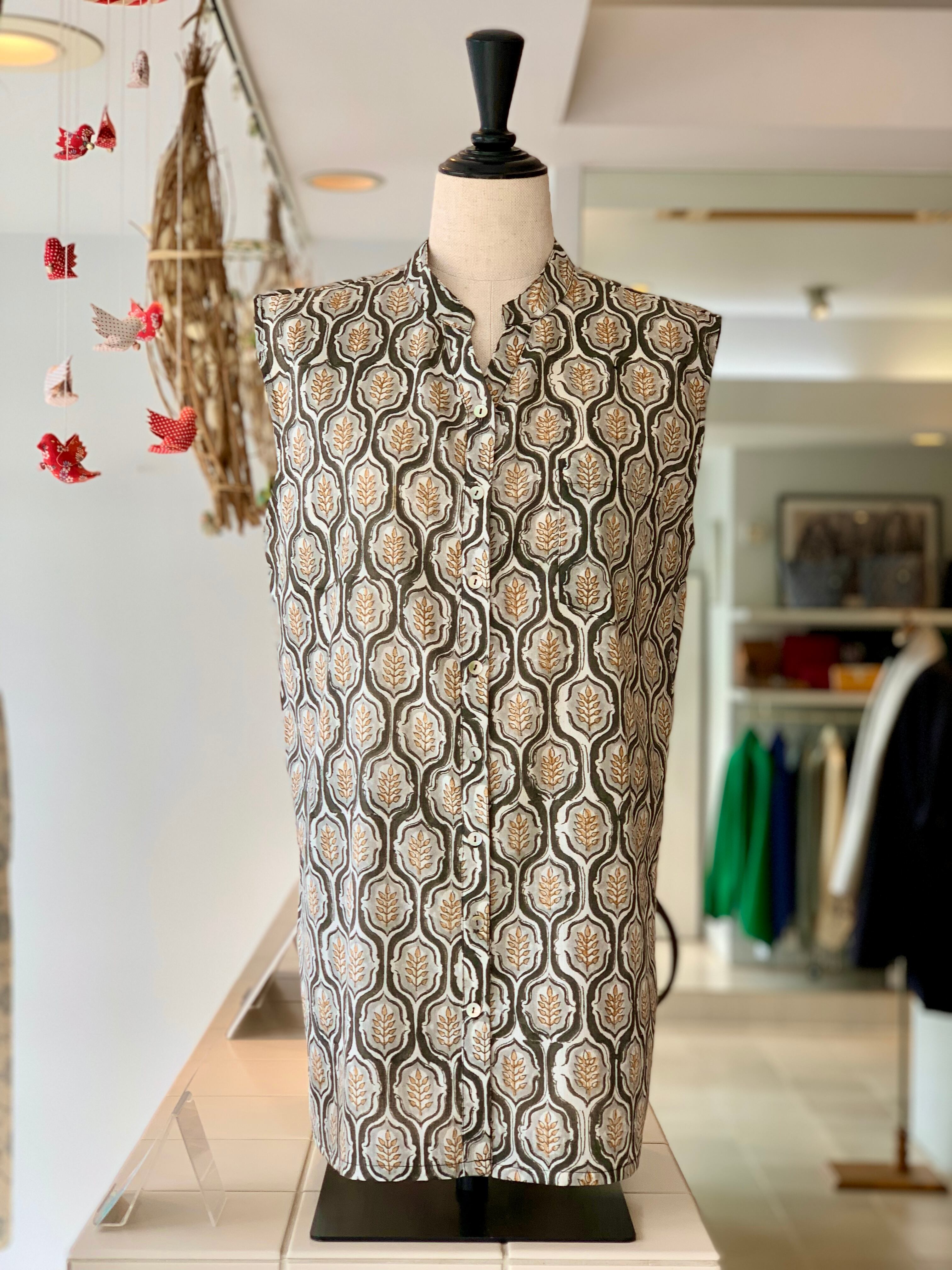 特価特別ご奉仕【新作入荷】ブラウス 涼しい 軽い 快適 インド綿 ブロックプリント