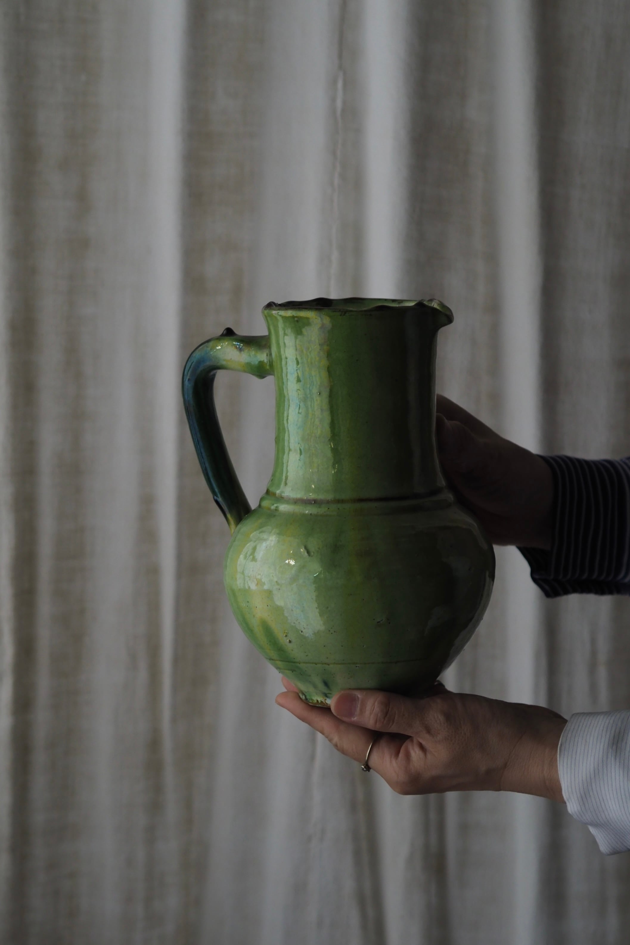緑釉の水差し-antique pottery pitcher | アンティーク.ヴィンテージ