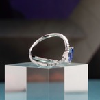 マーキスカット サファイア リング Pt900 / 1.010ct / DA 0.320ct