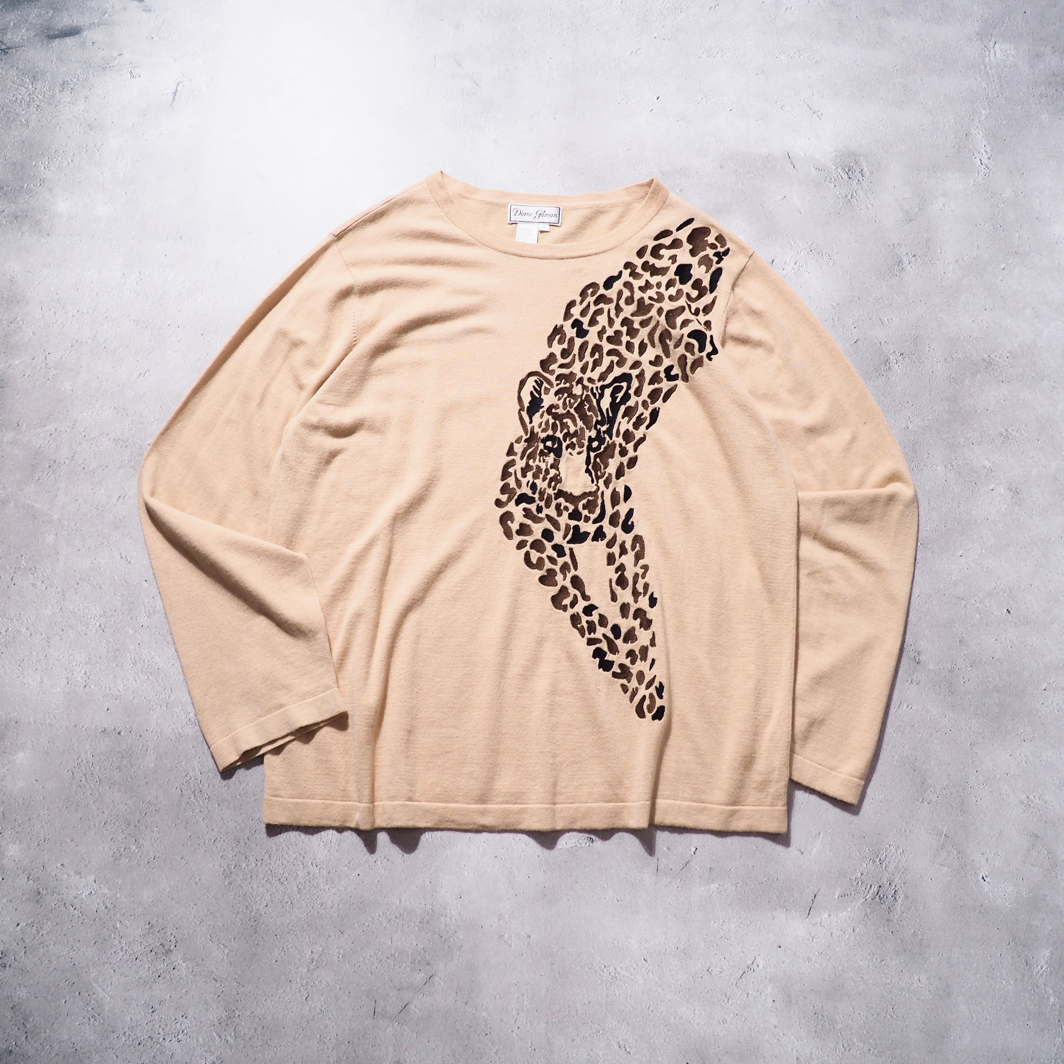 1990s ennui leopard embroidery vintage loose knit