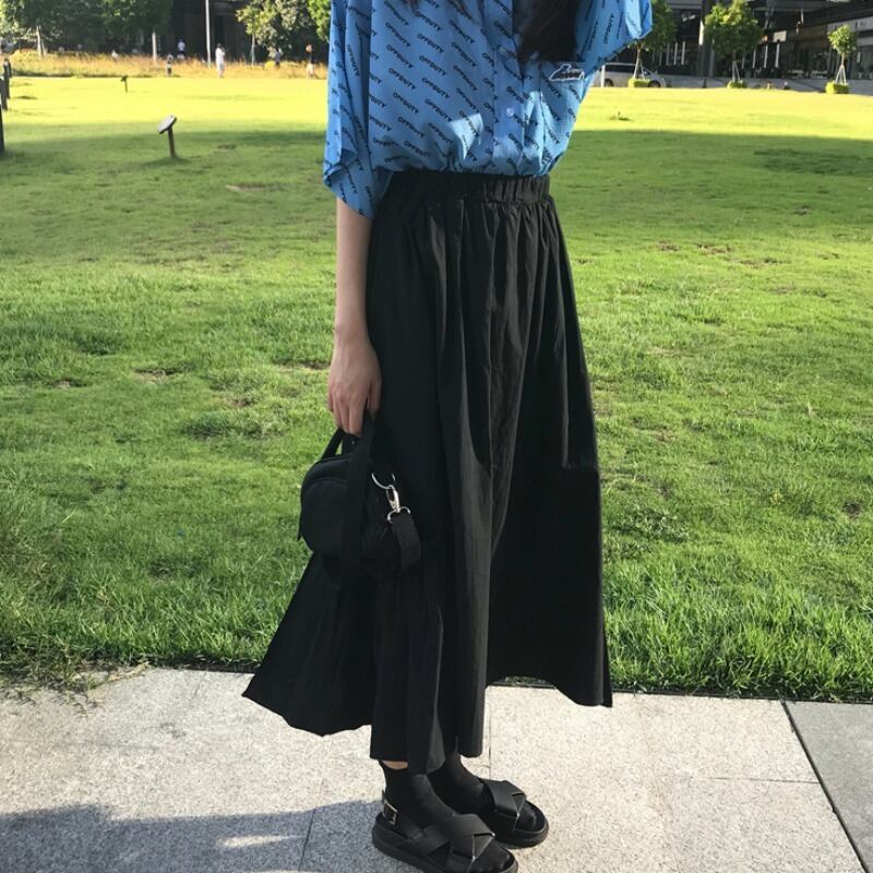 スタンダードハイウェストウェストスカート スリムブラックAライン レトロ YY-ファッション52514326839