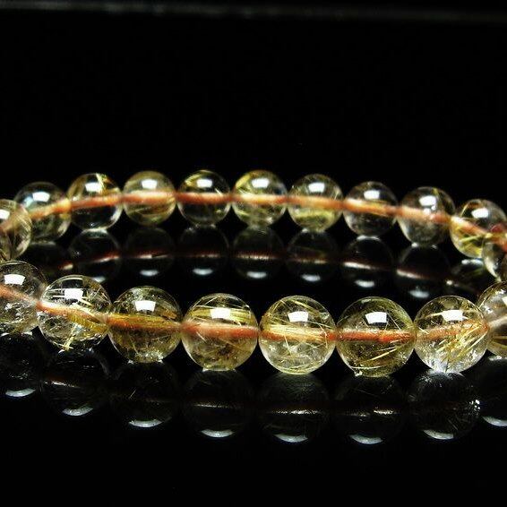 ルチルクォーツ ブレスレット 8mm タイチンルチルクォーツ タイチンルチル 一点物 メール便可 [M便 1/10] 111-48957
