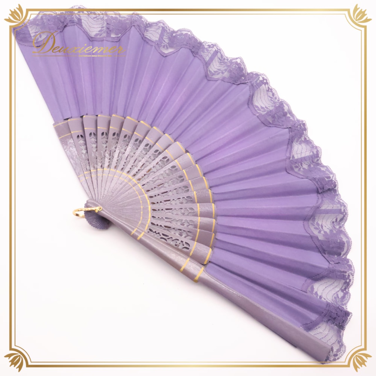 フラメンコ 小物 33.5cm アバニコ パープル系 ゴールド系 紫 扇子 せんす レース 花柄 模様 小道具 ダンス小物 華やか 練習 レッスン 舞台 発表会 イベント ダンス ステージ フラメンコ小物 おしゃれ かわいい